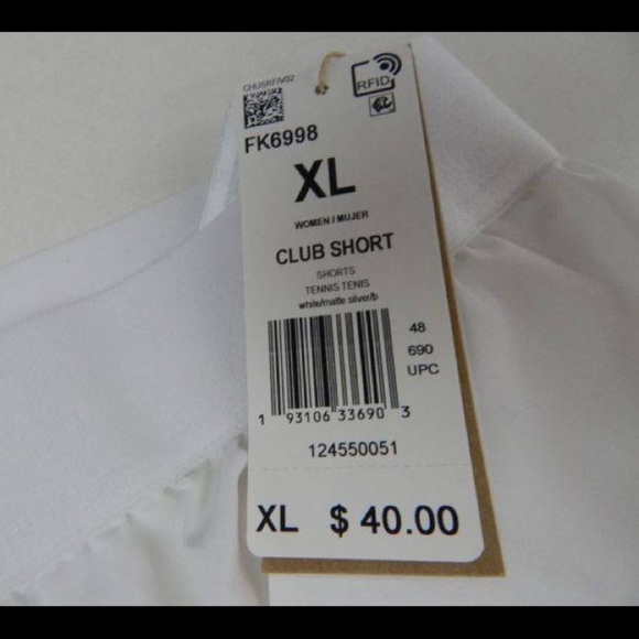 Adidas Women's White Tennis Club Shorts, Size XL - Picture 5 of 5
